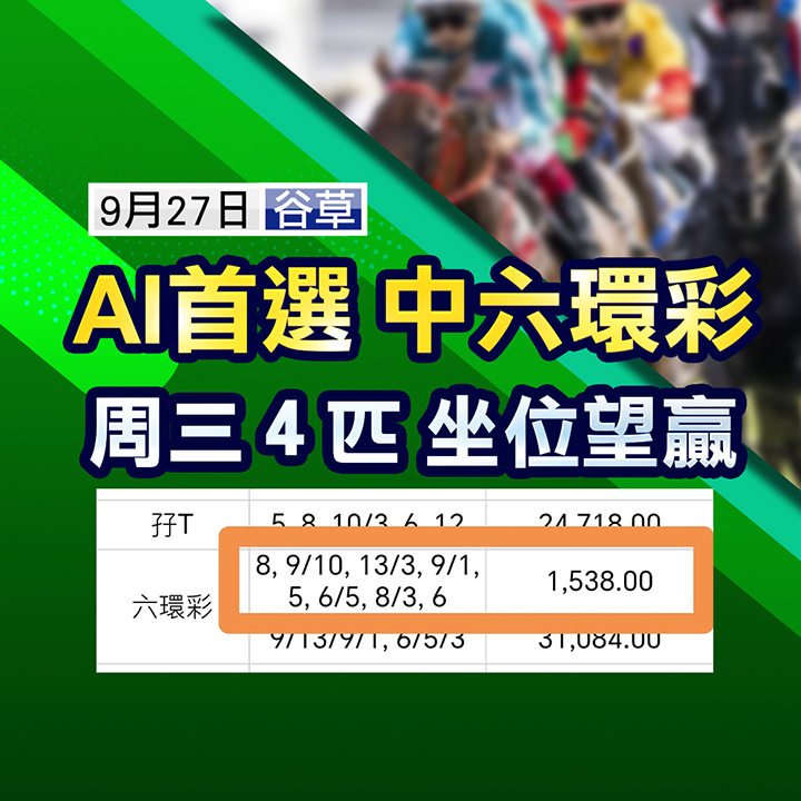 必買４匹馬！超穩ＷＰ坐位望贏