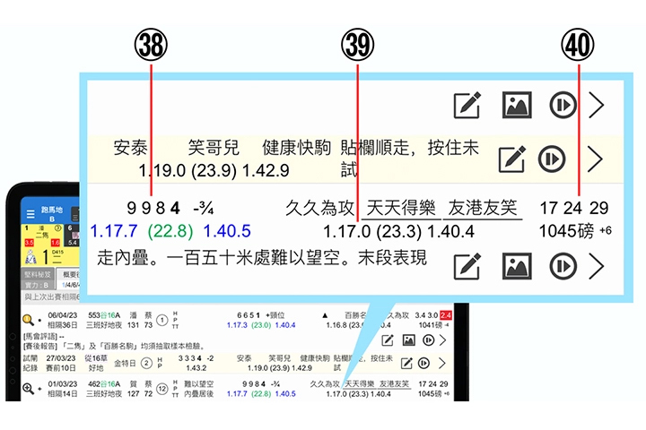 使用手冊第二章【馬匹詳情】38-40說明 