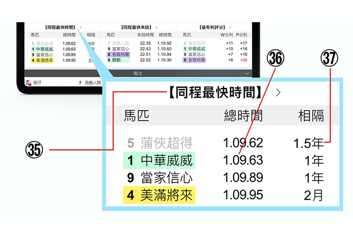 使用手册第一章【排位一览】简易版功能35-37说明 