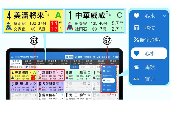 使用手冊第一章【排位一覽】簡易版功能62-63說明 