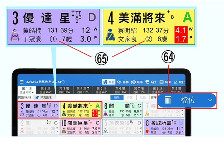 使用手冊第一章【排位一覽】簡易版功能64-65說明 