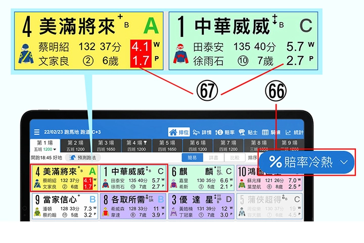 使用手冊第一章【排位一覽】簡易版功能66-67說明 