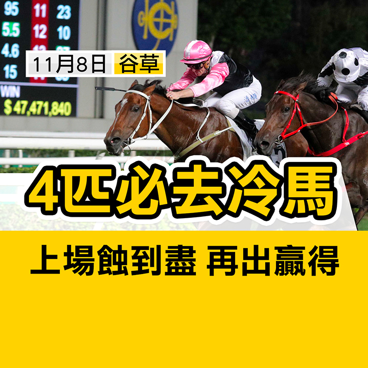 ４匹必去冷馬，上場蝕到盡 再出贏得