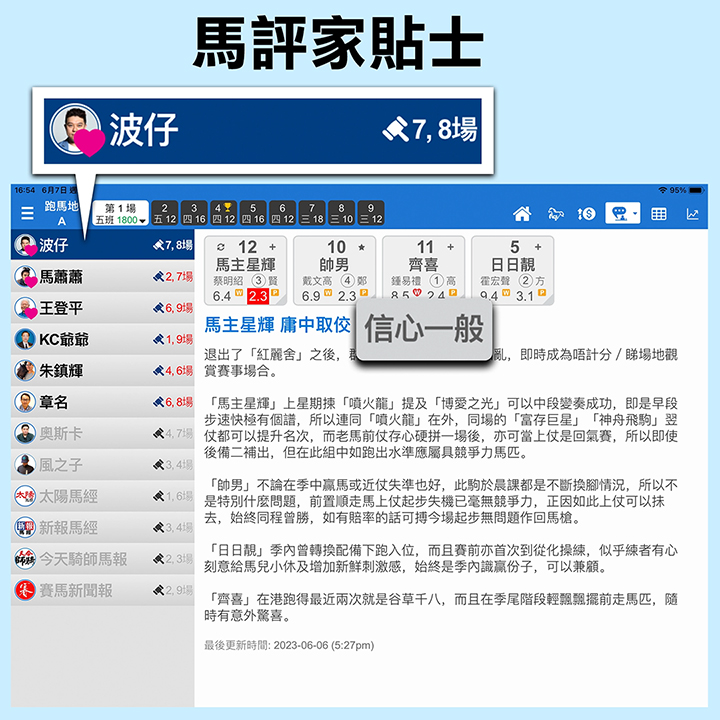 堅仔賽馬App 馬評家貼士