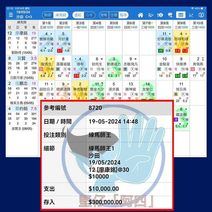 堅仔互動騎練表 捕捉３０倍練馬師王
